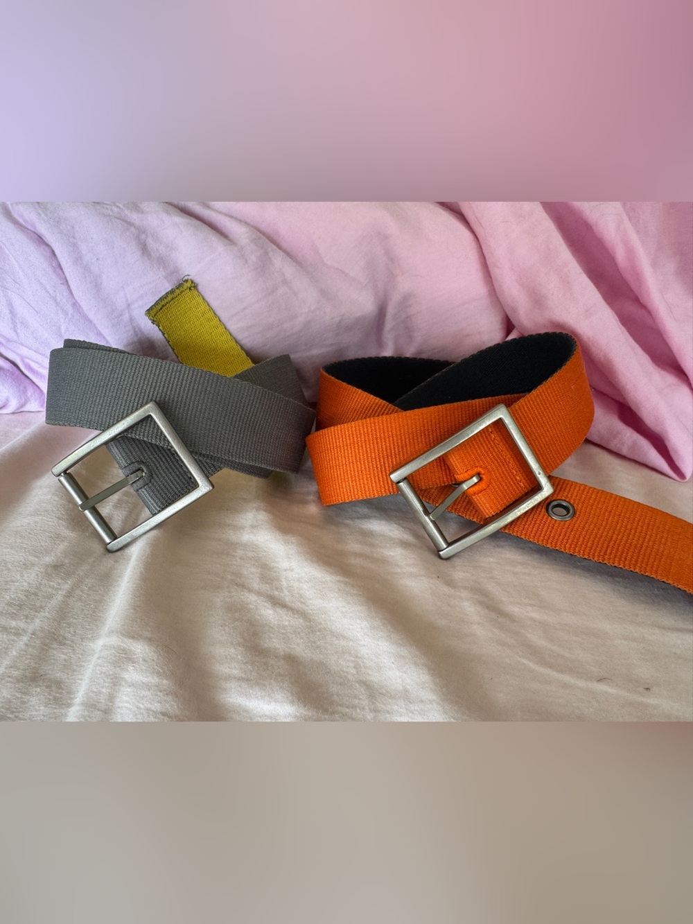 Canvas Web Belt - Orange and Gray reversible